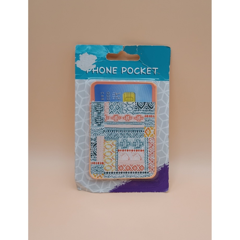 Greenbrier International Geometric Patchwork‎ Adhesive Phone Pocket Card Holder